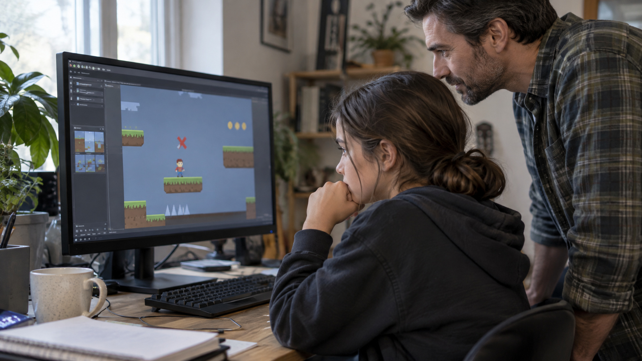 Testing a first game with feedback and careful AI assistance