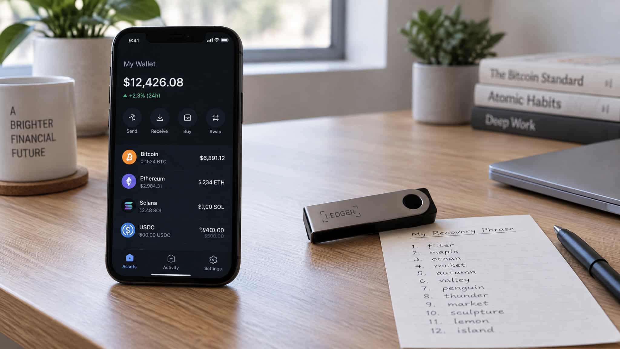 Hot vs Cold Crypto Wallets: Why Compromised Keys Caused Half of 2024's $2.2B Theft 2 Side-by-side comparison of a hot software wallet and cold storage hardware wallet on a desk
