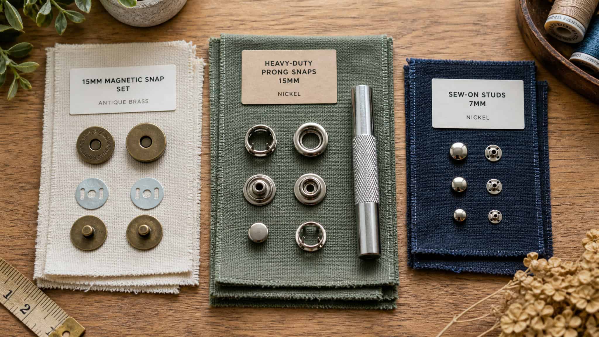 Laptop Snaps DIY: Set Snap Closures That Won't Tear Out or Scratch Your Lid 2 Magnetic, prong, and sew-on snap fasteners compared for laptop sleeve closure strength