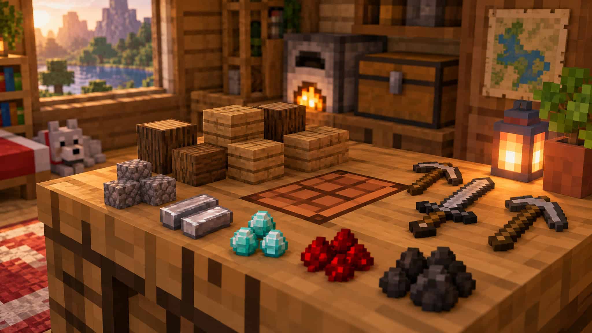 Minecraft crafting table popularizing the crafting mechanic across sandbox games