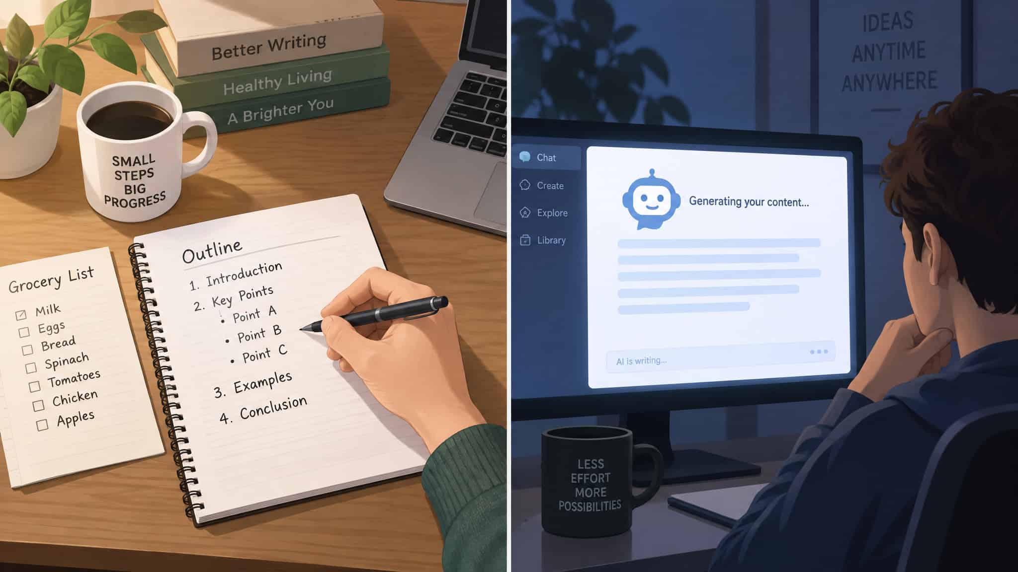 You Can Outsource Your Thinking: Meaning, Costs, and the Offloading Line 2 Comparison of cognitive offloading with a written outline versus outsourcing thinking to a chatbot