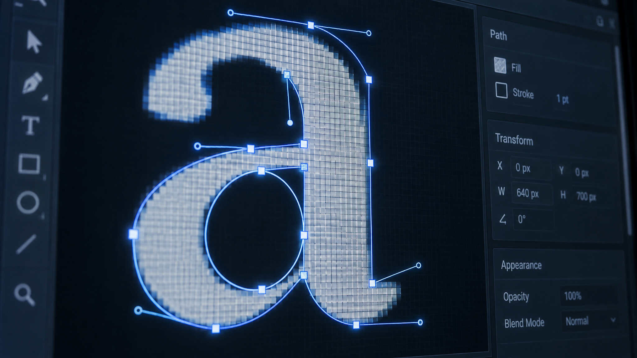Raster-to-vector conversion bottleneck where AI font generation quality degrades during vectorization