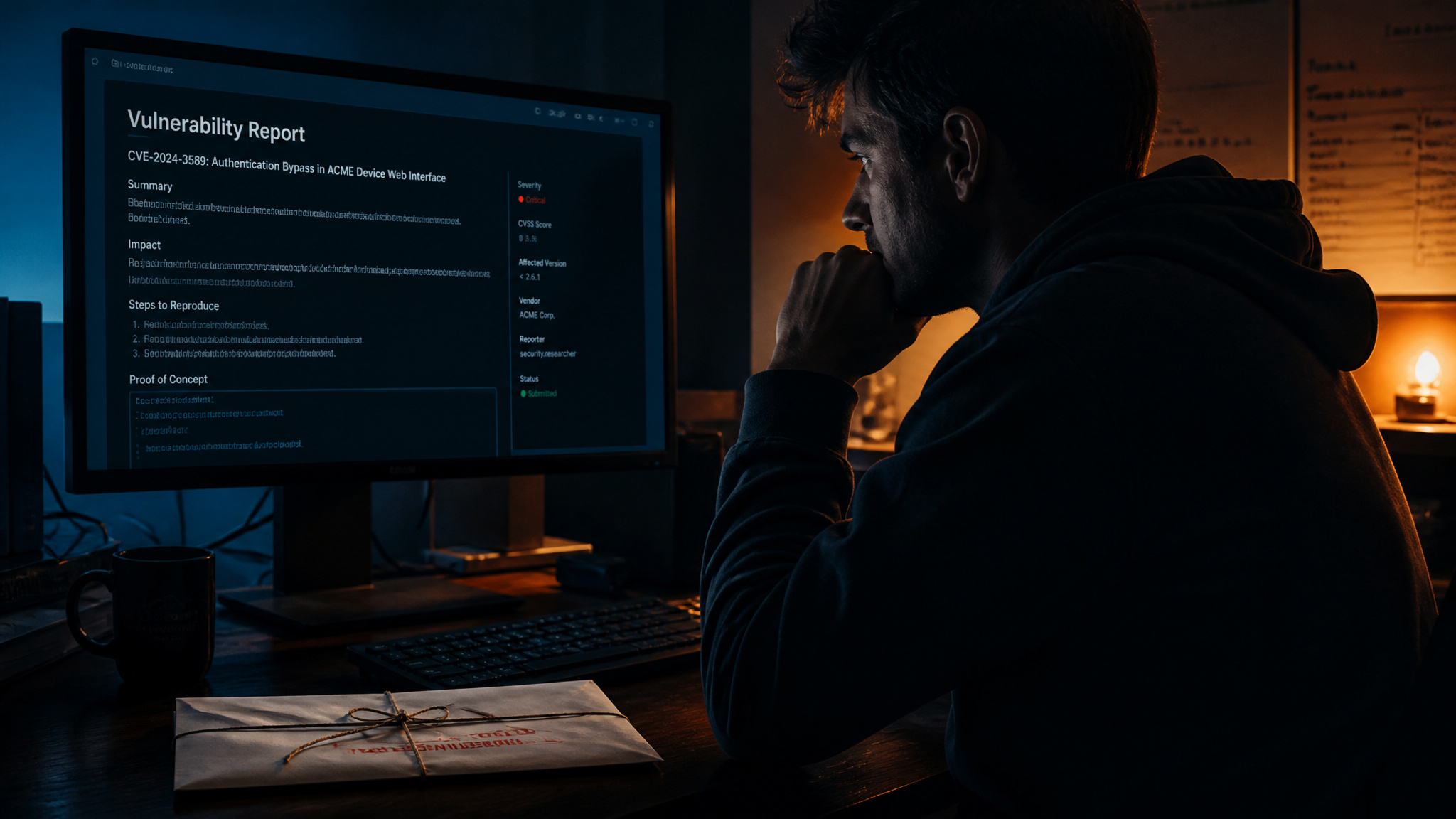 Security researcher responsibly reporting a vulnerability during the disclosure grace period