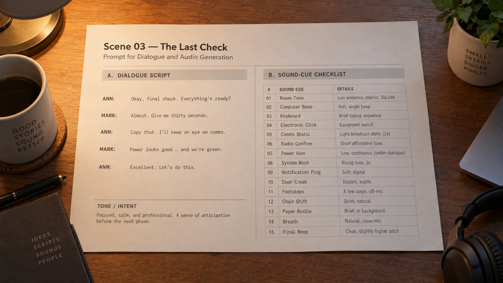 Seedaudio 1.5: The Prompt Formula Behind Dreamina's Official Examples 2 Seedaudio 1.5 prompt anatomy showing named cast, verbatim dialogue, and enumerated sound cues
