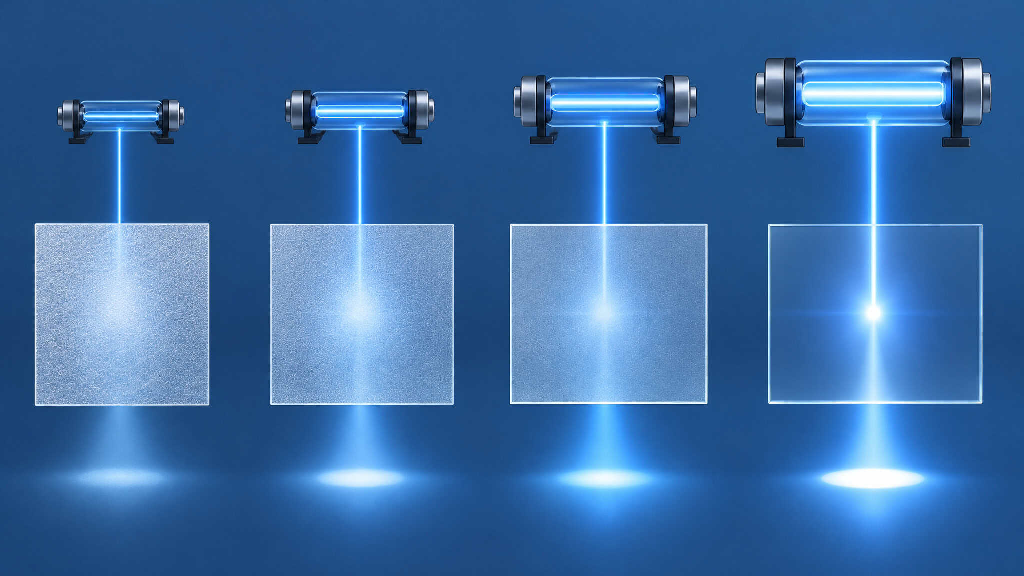 Laser Engraving Glass Power Settings: Tested Starting Points by Wattage (40W–100W CO2) 2 CO2 tube wattage tiers showing lower power percentages for glass engraving from 40W to 100W