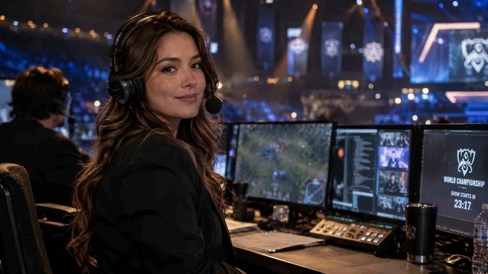 Woman working as esports broadcast talent, representing careers beyond pro play in female esports