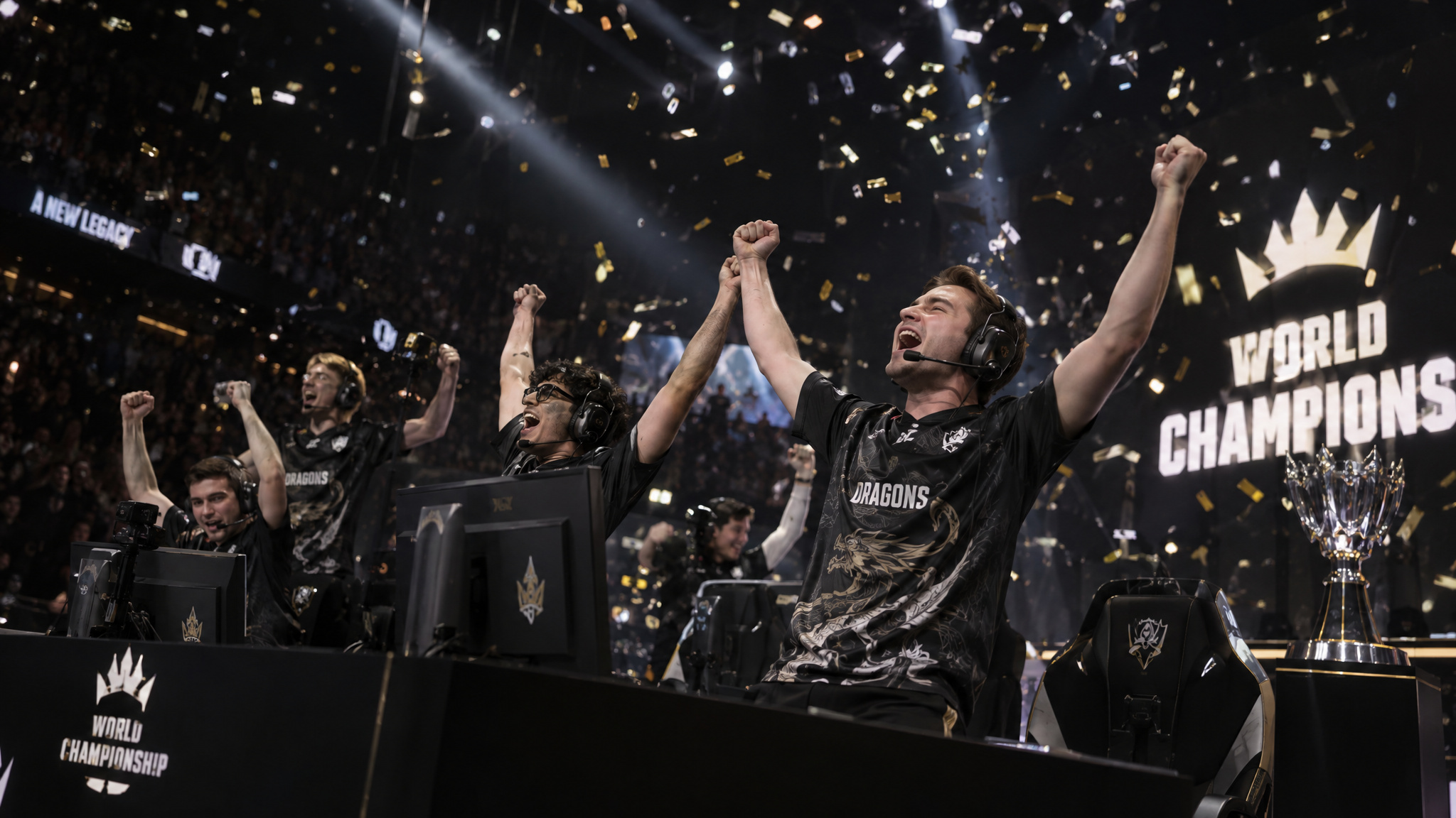 G2 Gozen celebrating the 3-2 reverse sweep in the VCT 2022 Game Changers Championship grand final