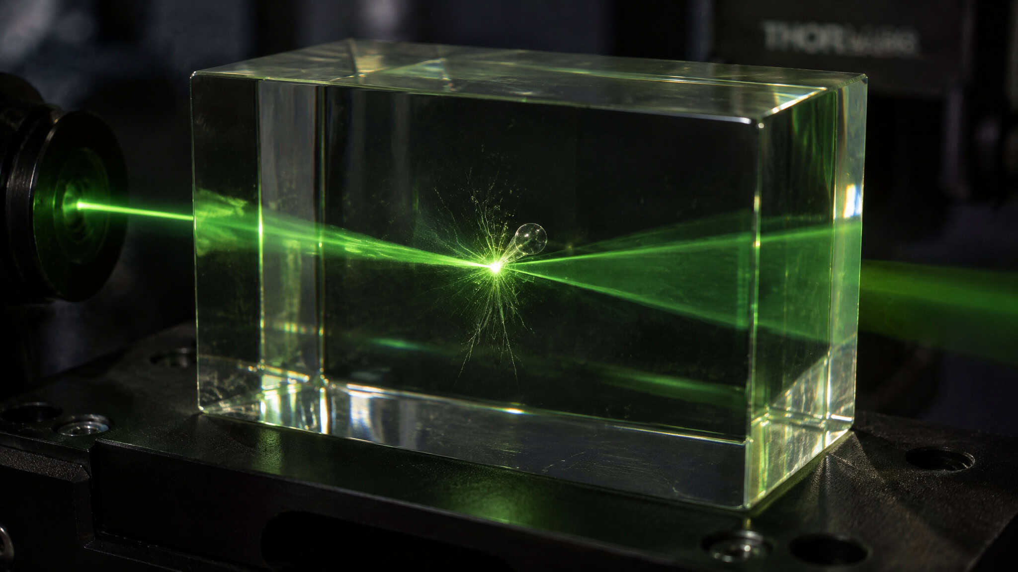Laser focal point fracturing glass internally during subsurface engraving process