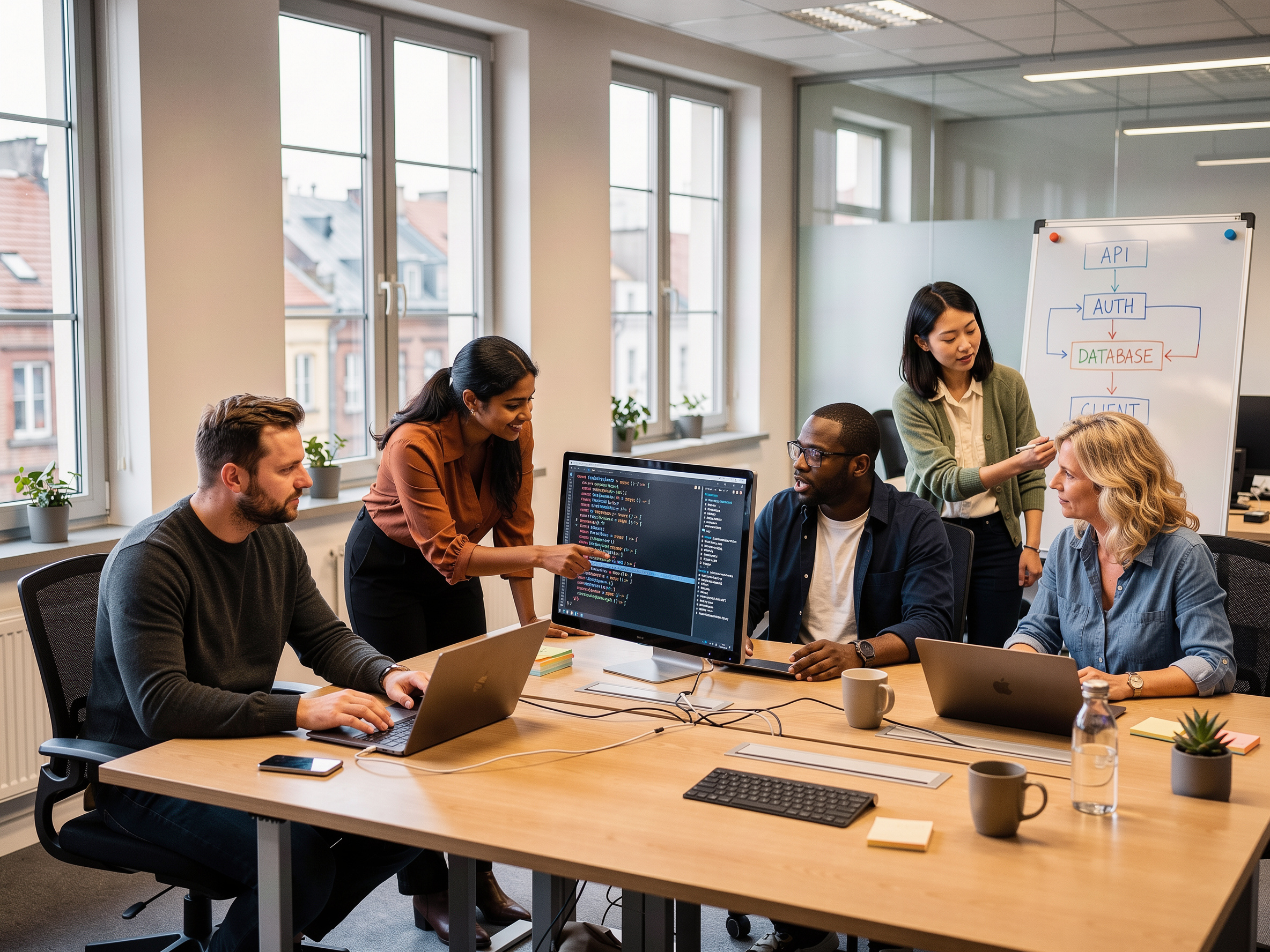 Why companies outsource software to Poland, shown by engineers collaborating in a Krakow office