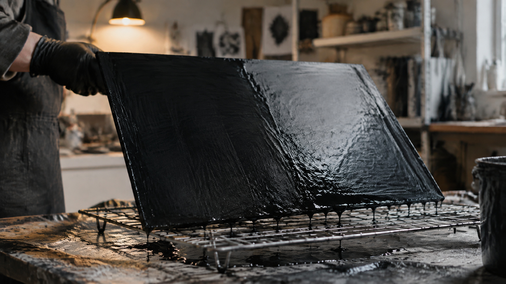 Will a 10W Laser Etch Glass? Yes — But Only With a Coating (Here's the Physics) 2 Glass pane dip-coated in black tempera paint before diode laser engraving