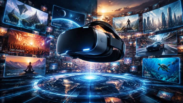 VR headset versatility across gaming, training, and creative applications.