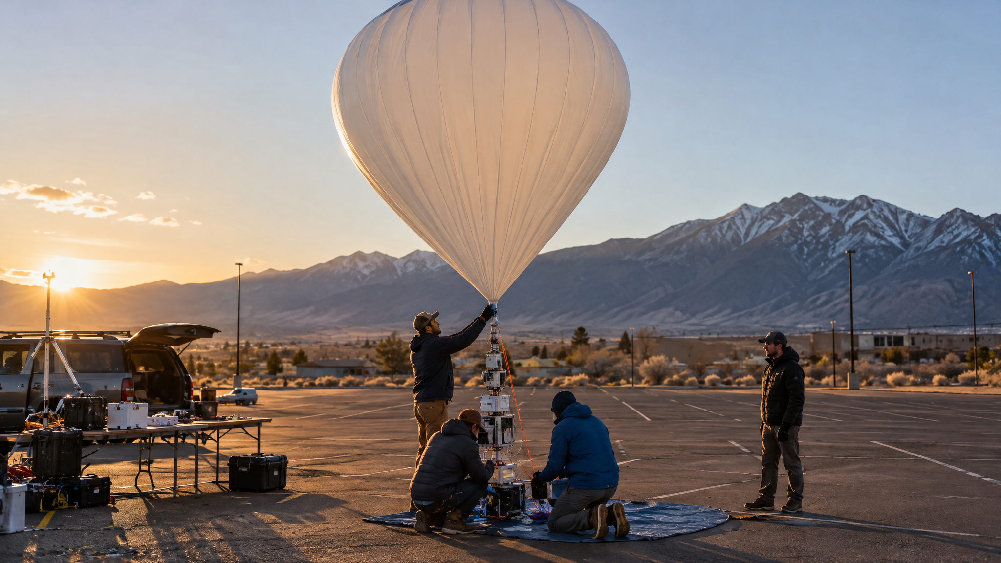 Denver Tech Scene: Inside the Meetups, Money, and Maker Culture Behind Colorado's Revival 3 Urban Sky reusable stratospheric balloon launching from a Colorado parking spot to carry wildfire imaging payloads